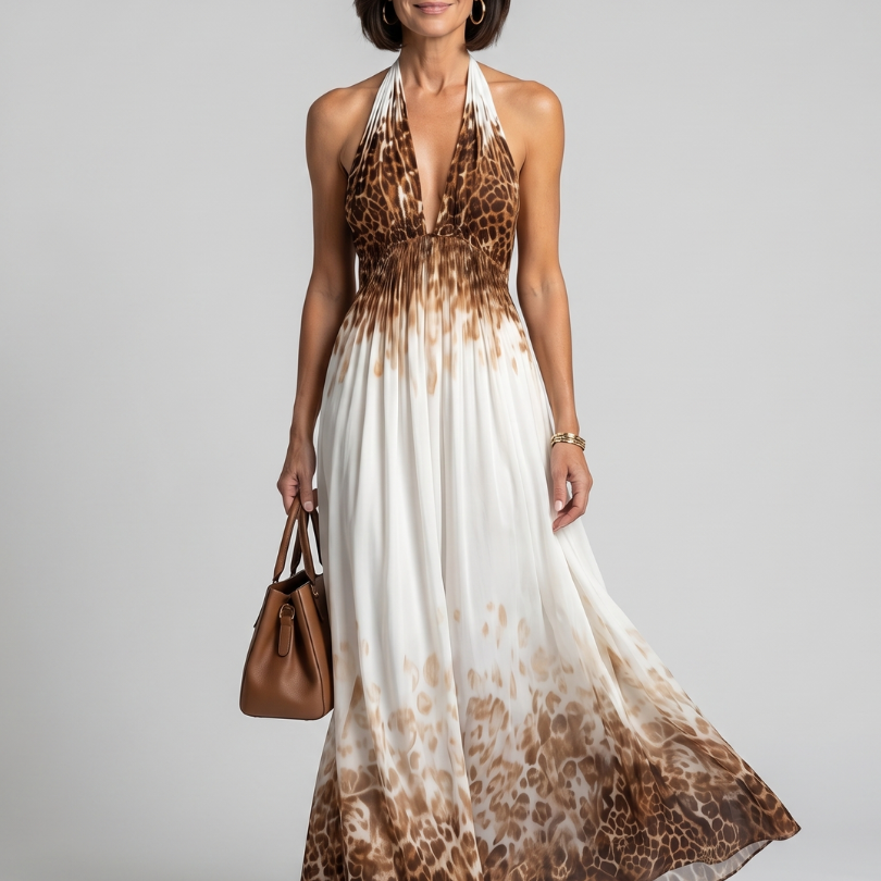 Orlune | Pleated White Midi Dress