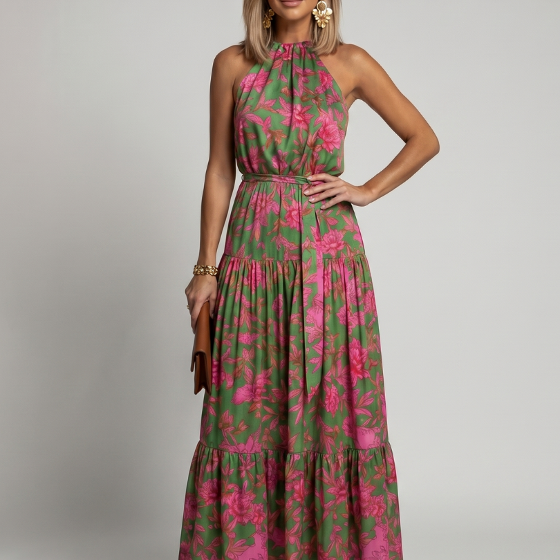 Rowen | Draped Halter Midi Dress