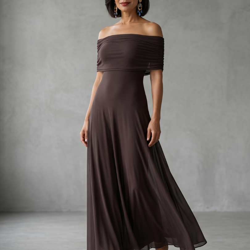 June | Off Shoulder Draped Midi Dress