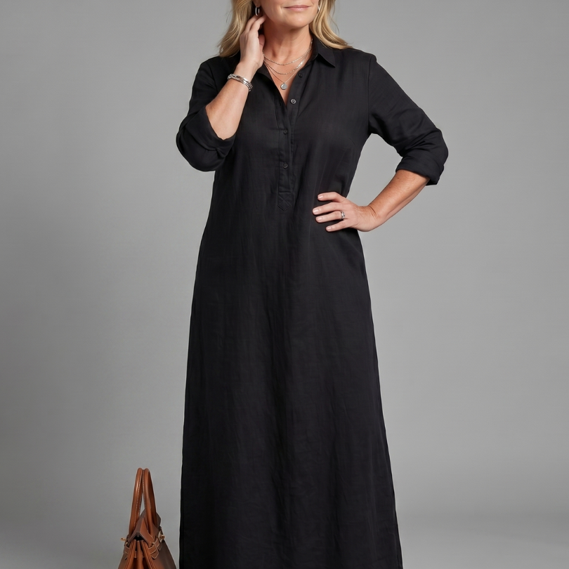 Veronica | Long Sleeve Relaxed Silhouette Maxi Dress