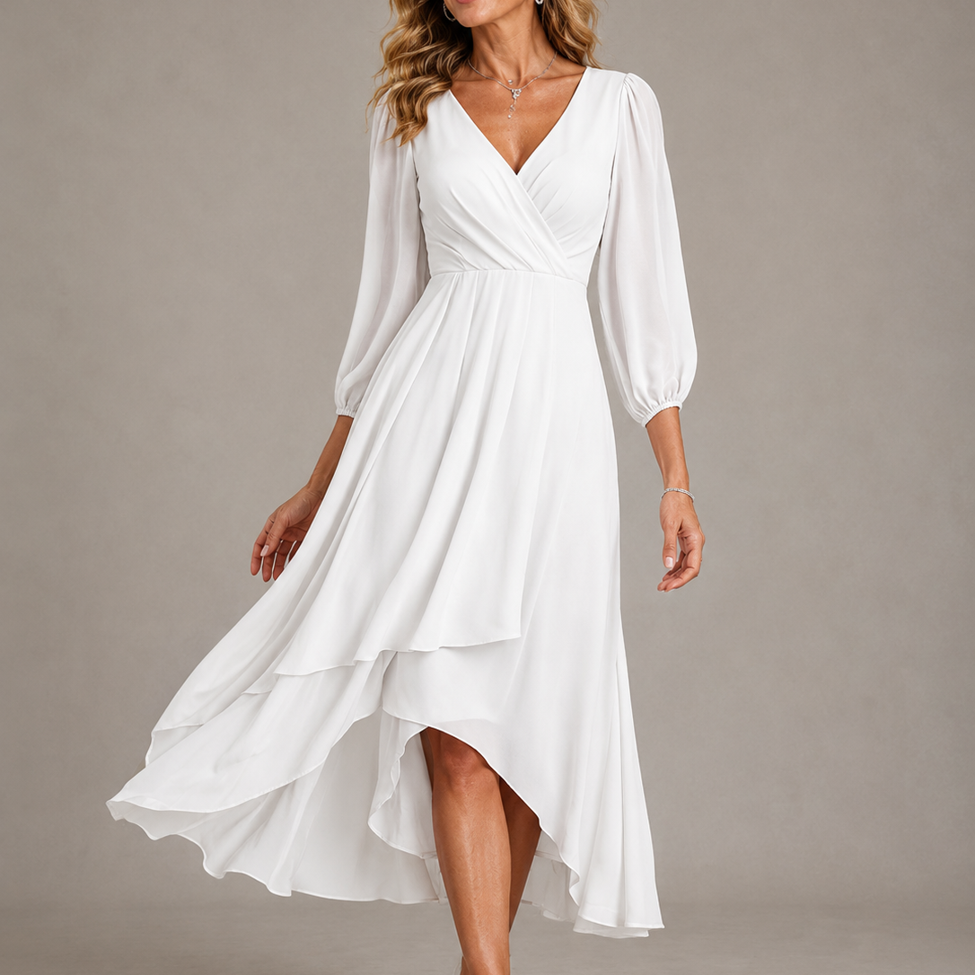 Mia™ | Elegant V-neck Long Dress