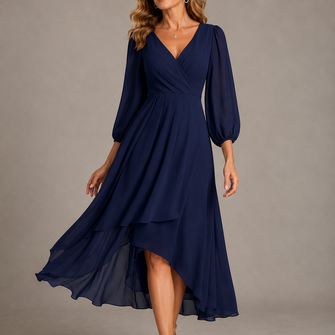 Mia™ | Elegant V-neck Long Dress