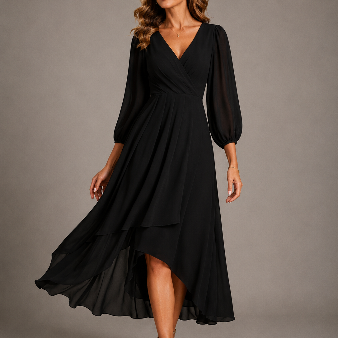 Mia™ | Elegant V-neck Long Dress