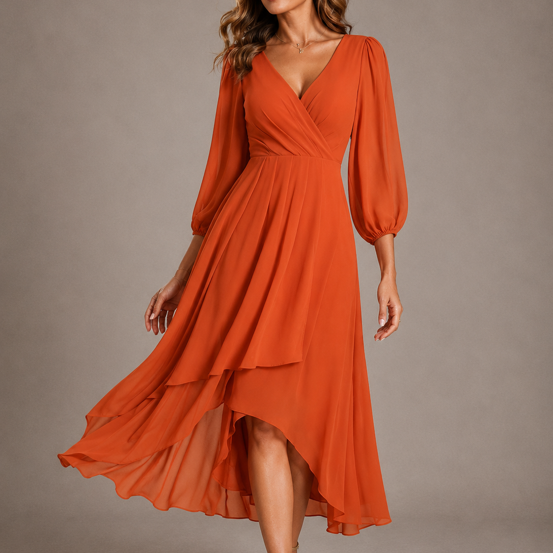 Mia™ | Elegant V-neck Long Dress
