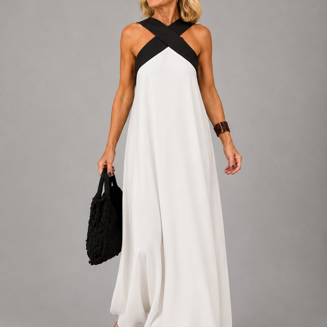 Velora™ | Cross Elegance Maxi Dress