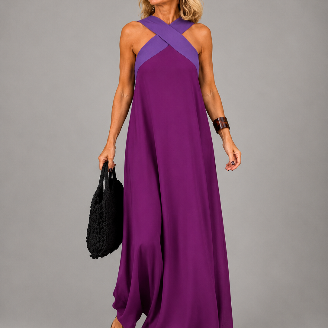 Velora™ | Cross Elegance Maxi Dress