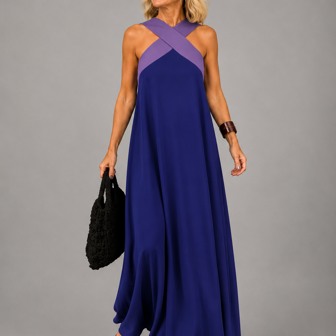 Velora™ | Cross Elegance Maxi Dress