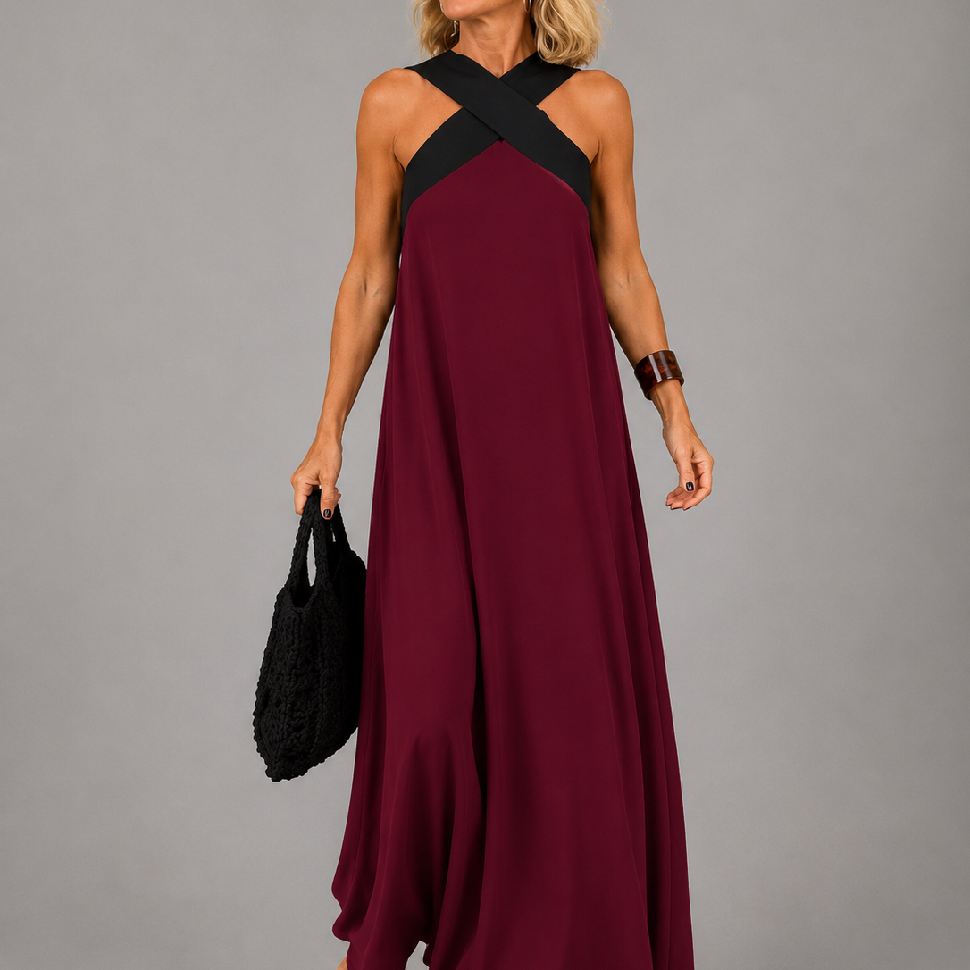 Velora™ | Cross Elegance Maxi Dress