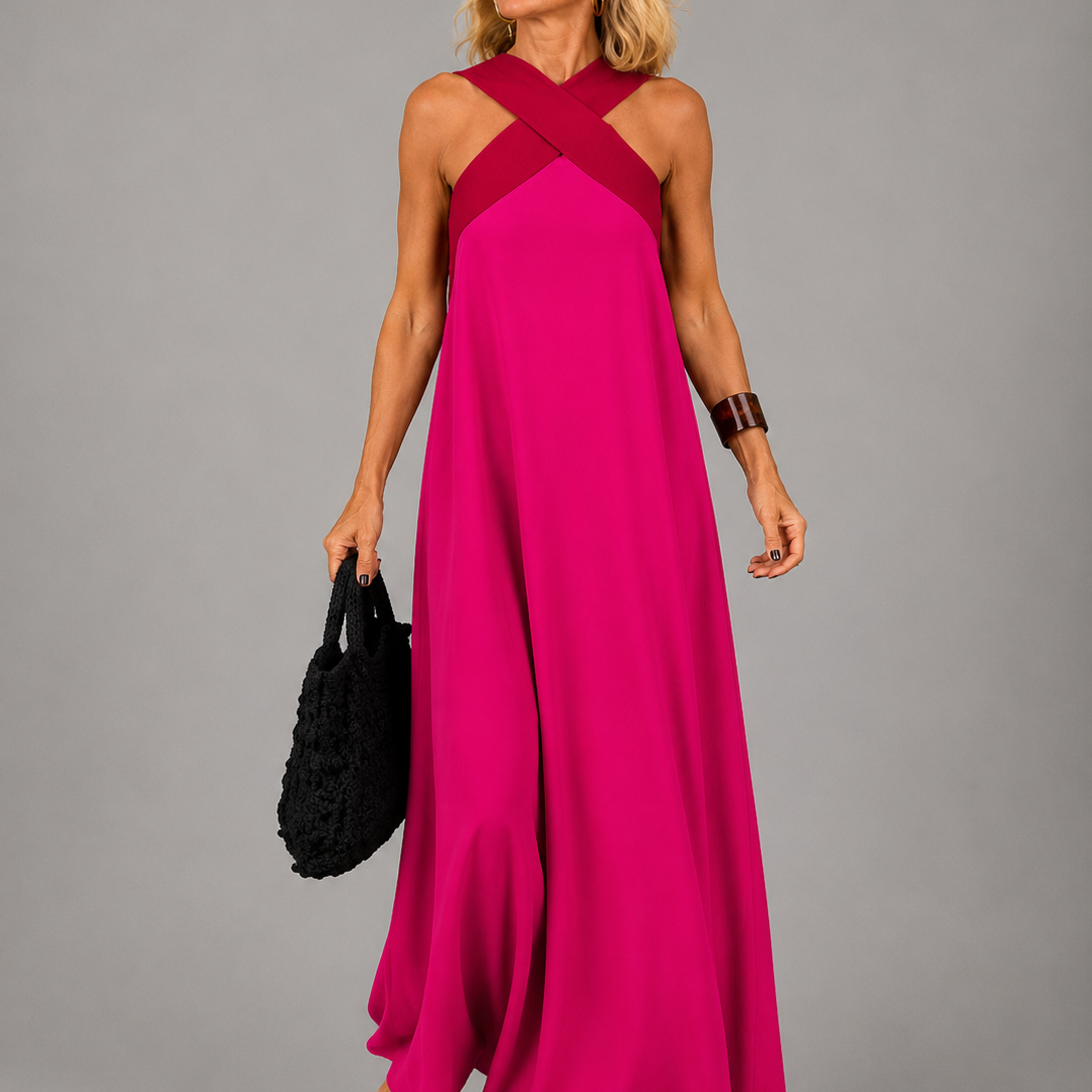 Velora™ | Cross Elegance Maxi Dress
