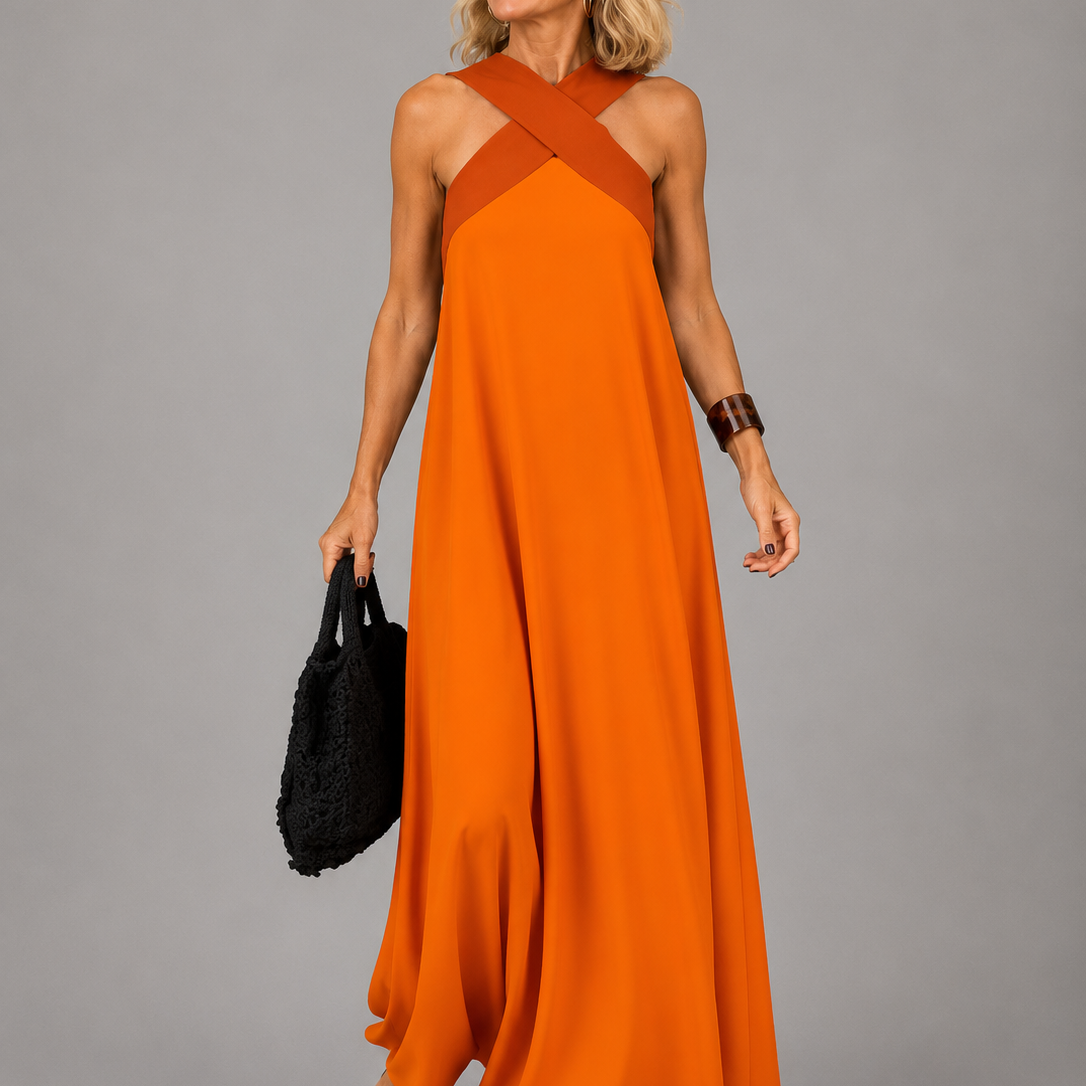 Velora™ | Cross Elegance Maxi Dress