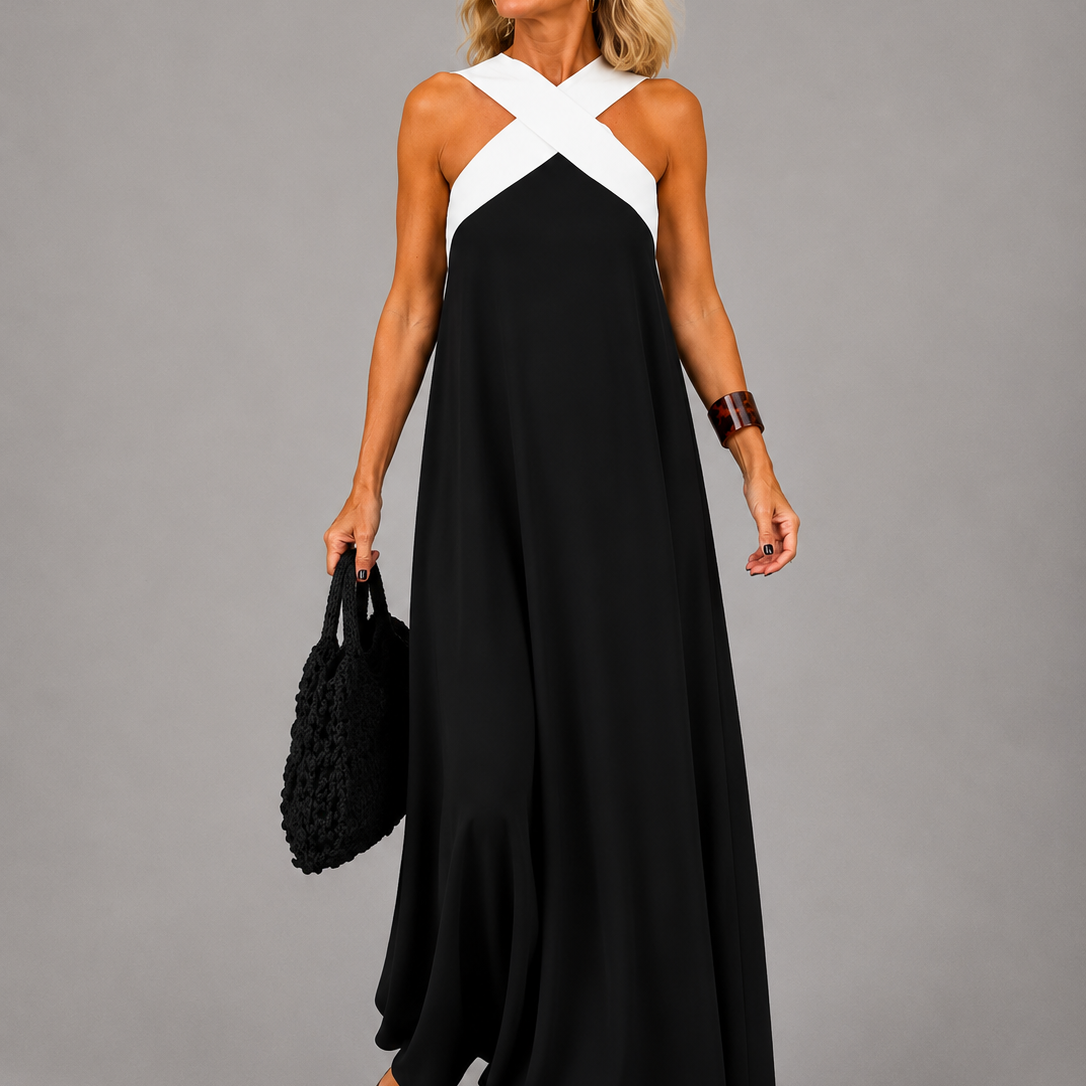 Velora™ | Cross Elegance Maxi Dress