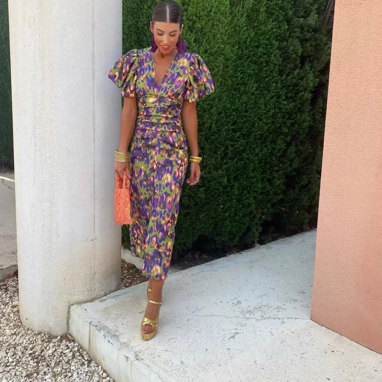 Dress with Puff Sleeves