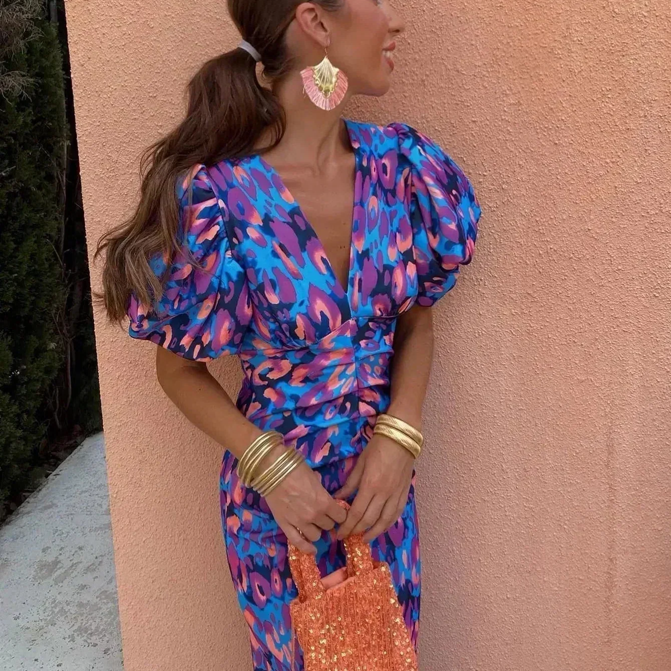 Dress with Puff Sleeves