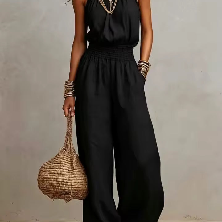 VALERIA | Halter Neck Wide-Leg Jumpsuit