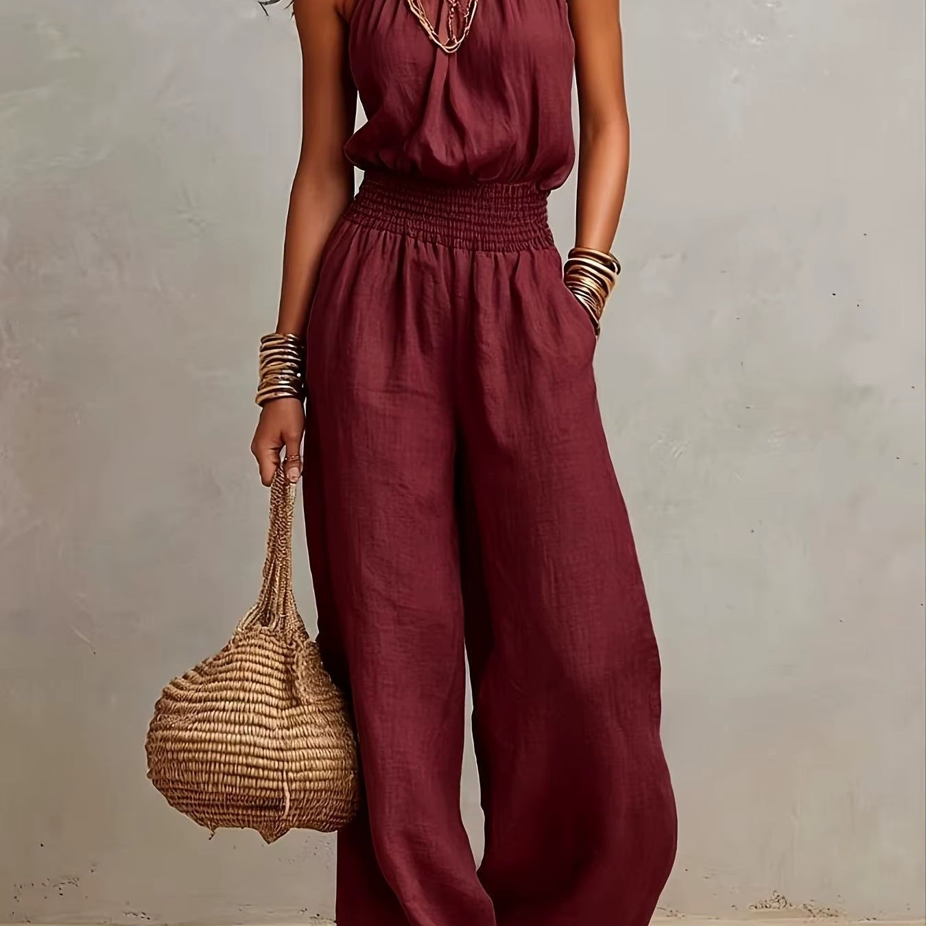 VALERIA | Halter Neck Wide-Leg Jumpsuit