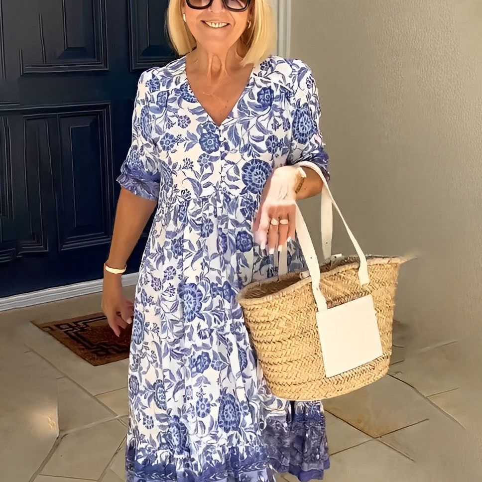 Tallis | Graceful V-Neck Floral Dress