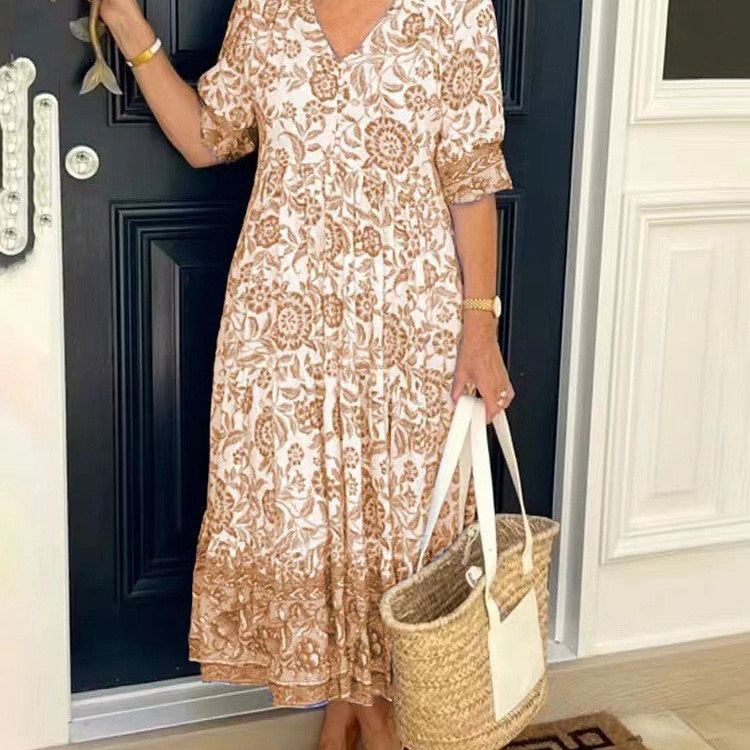 Tallis | Graceful V-Neck Floral Dress
