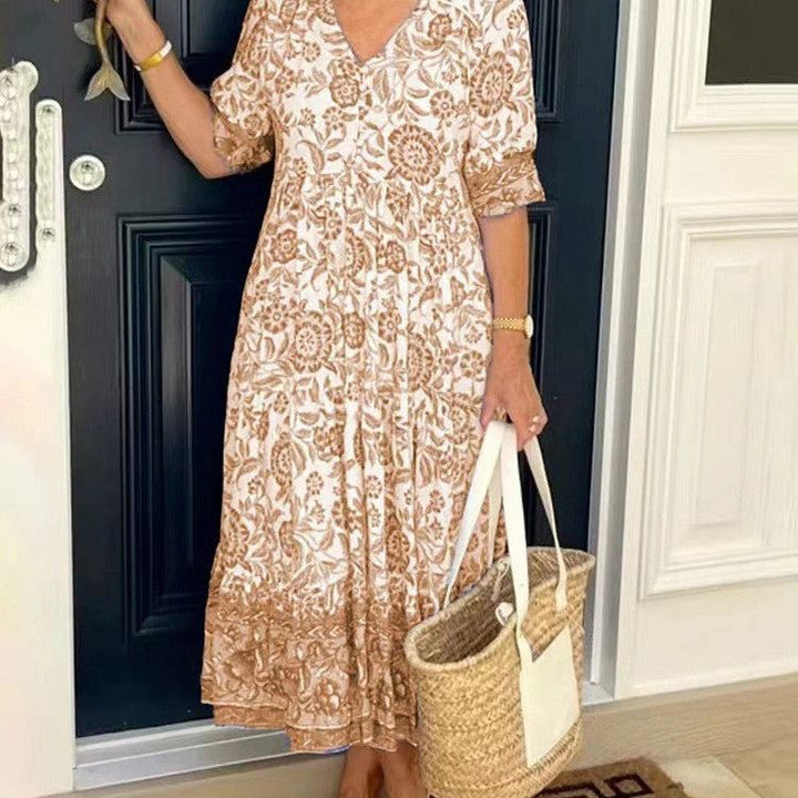 Tallis | Graceful V-Neck Floral Dress