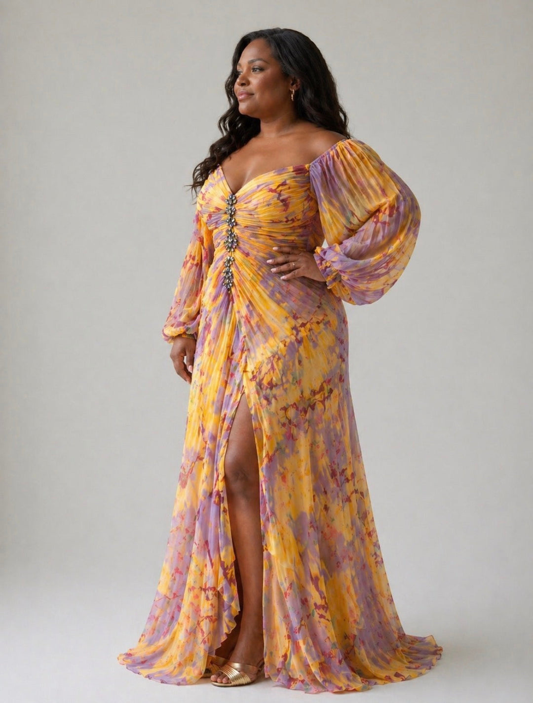 Elegant Dress with V-Neck