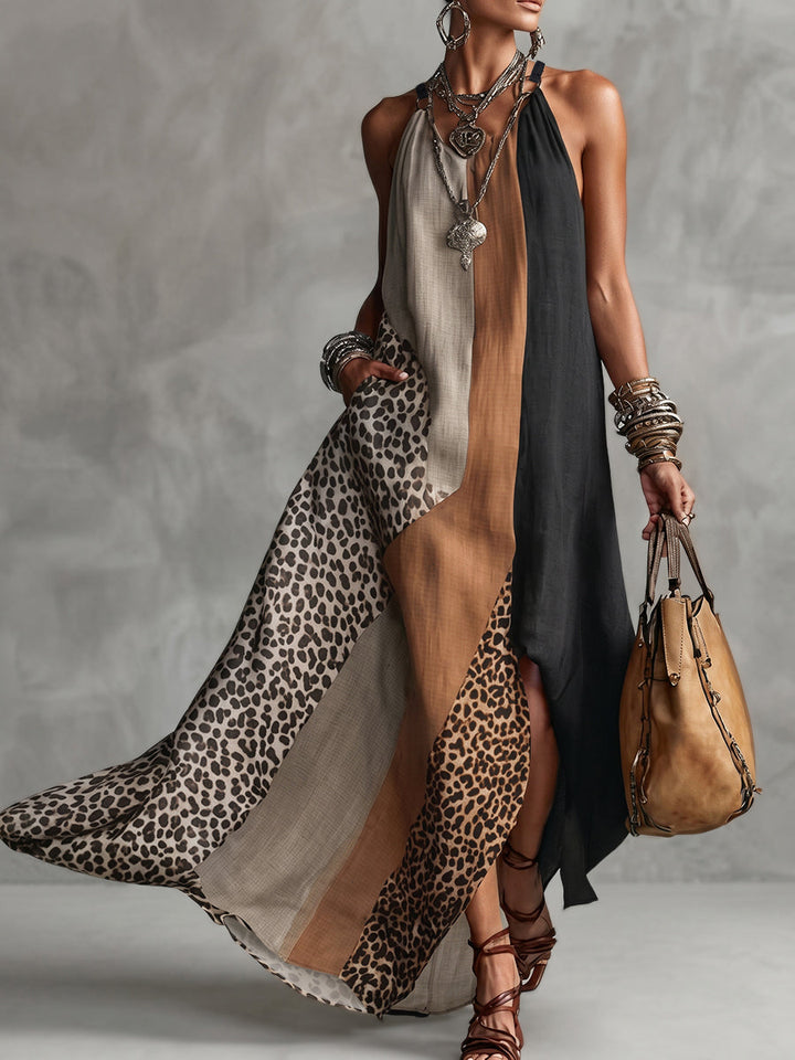 Myrna™ Leopard Halter Maxi Dress