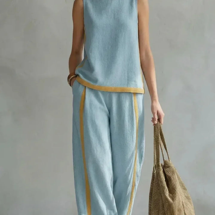 Ursula - Elegant and Casual Set of Vest and Pants with Two-Tone Finishes