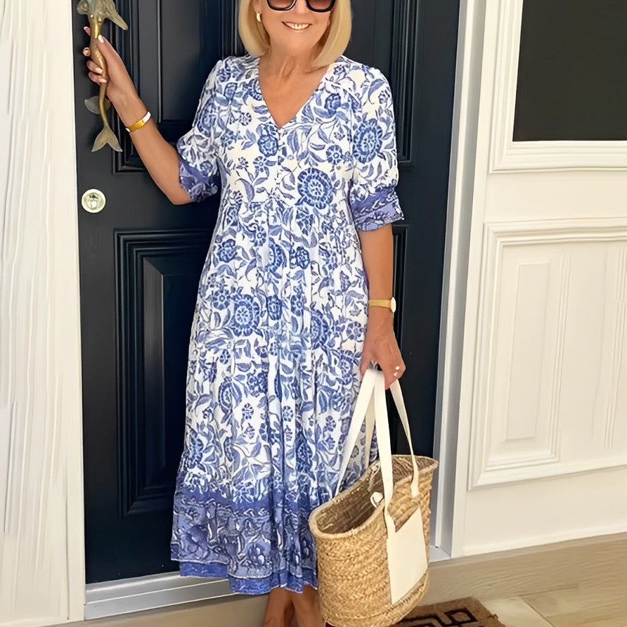 Tallis | Graceful V-Neck Floral Dress