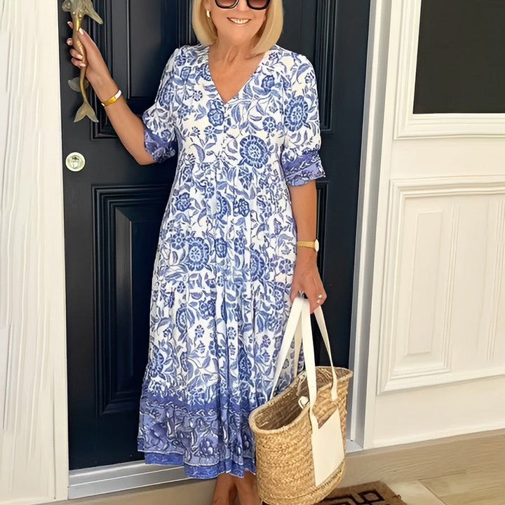 Tallis | Graceful V-Neck Floral Dress