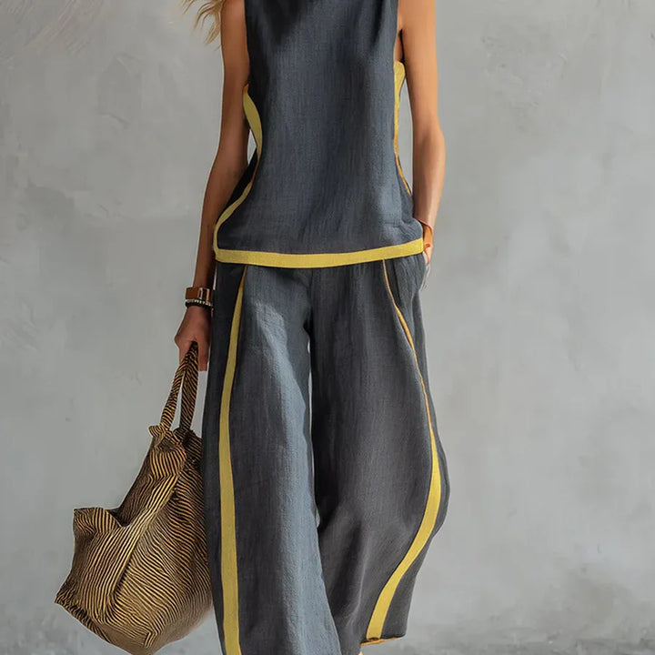 Ursula - Elegant and Casual Set of Vest and Pants with Two-Tone Finishes