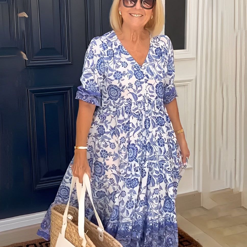 Tallis | Graceful V-Neck Floral Dress