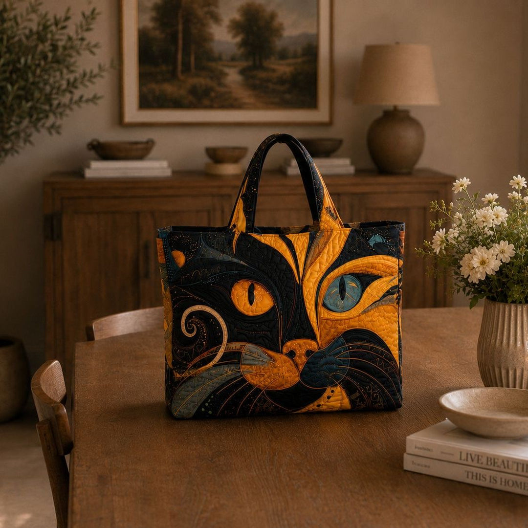 Quilted Tote Bag - Mystic Cat