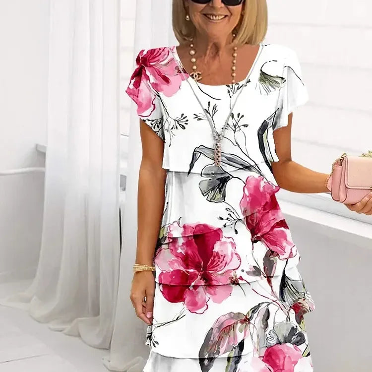Giselle™ - Pleated Ruffled Floral Dress
