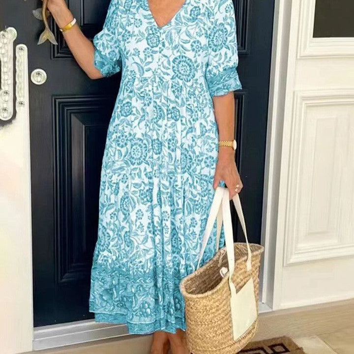 Tallis | Graceful V-Neck Floral Dress
