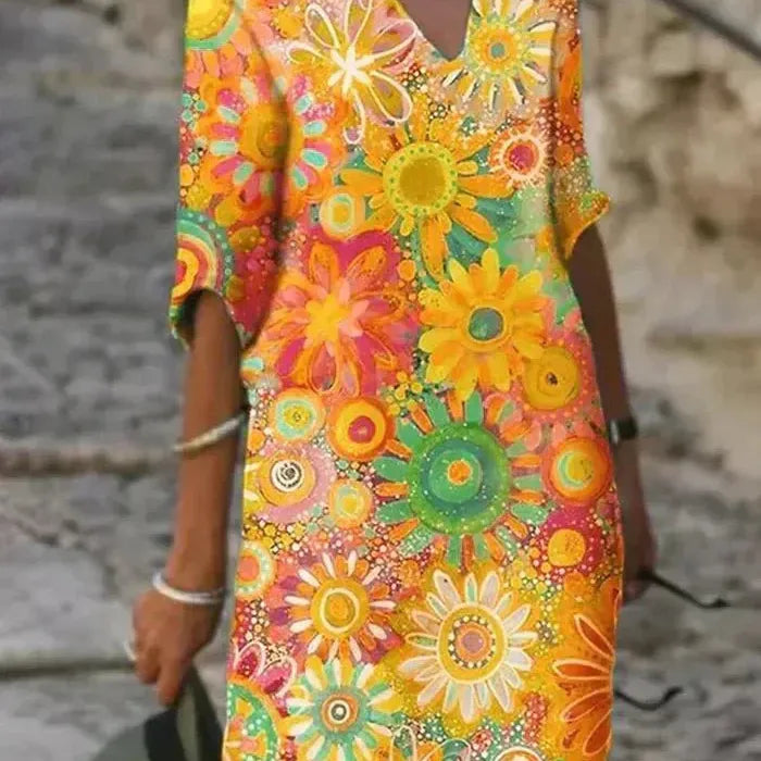 Leila | Vibrant Floral Midi Dress