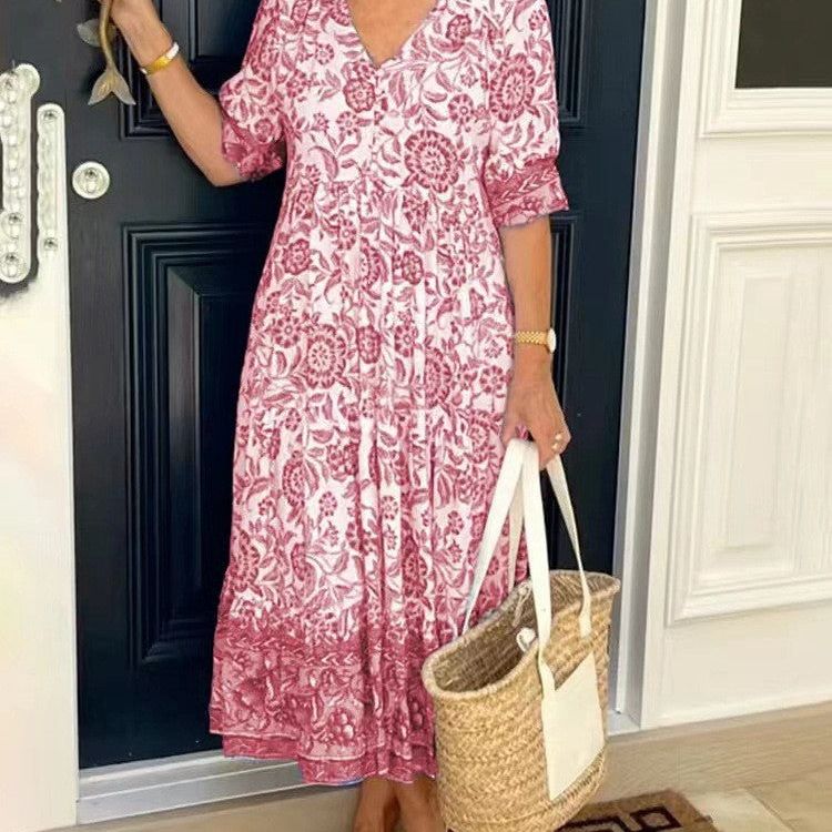 Tallis | Graceful V-Neck Floral Dress