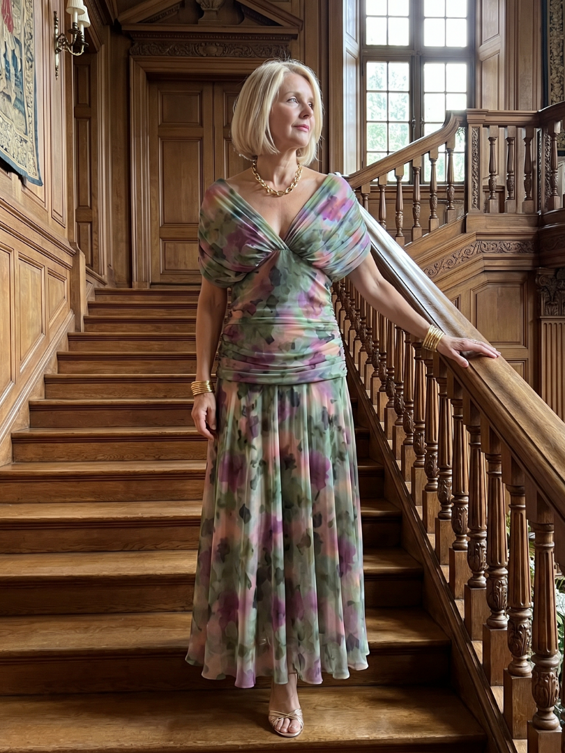 Off Shoulder Flow Midi Dress