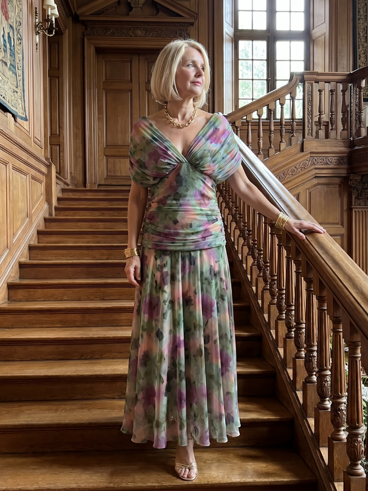 Off Shoulder Flow Midi Dress
