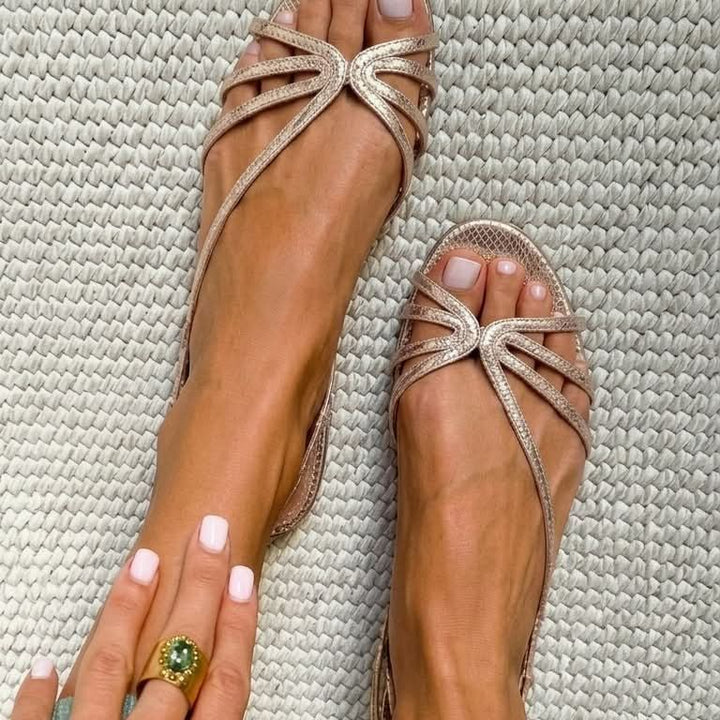 Gina | Golden Sandals Summer Elegance