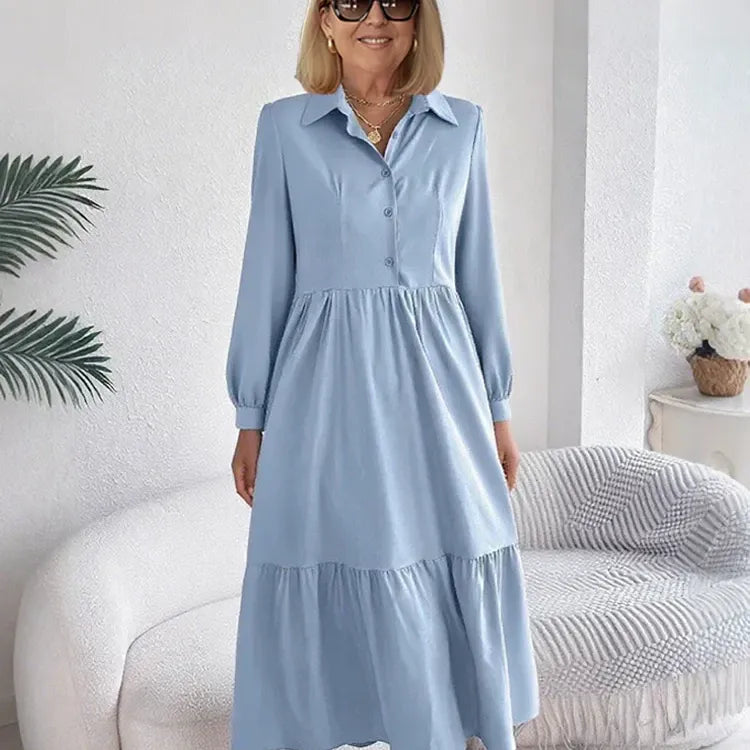 SOPHIA | ELEGANT COMFORT RUFFLE SHIRT DRESS