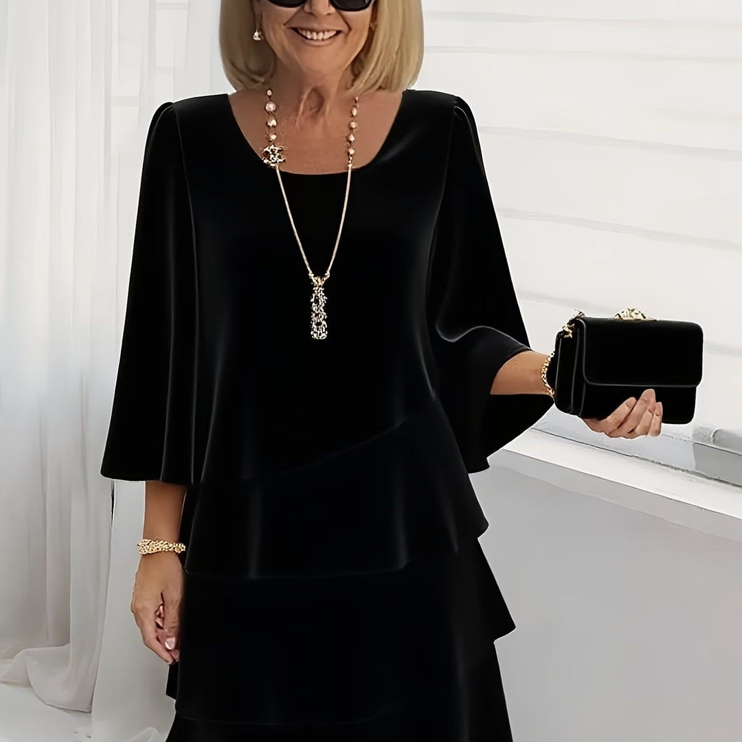 Caroline | Elegant Comfort Ruffle Dress