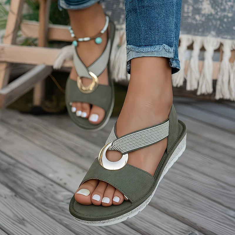 Skye | Flat Sandals With Metal Buckle