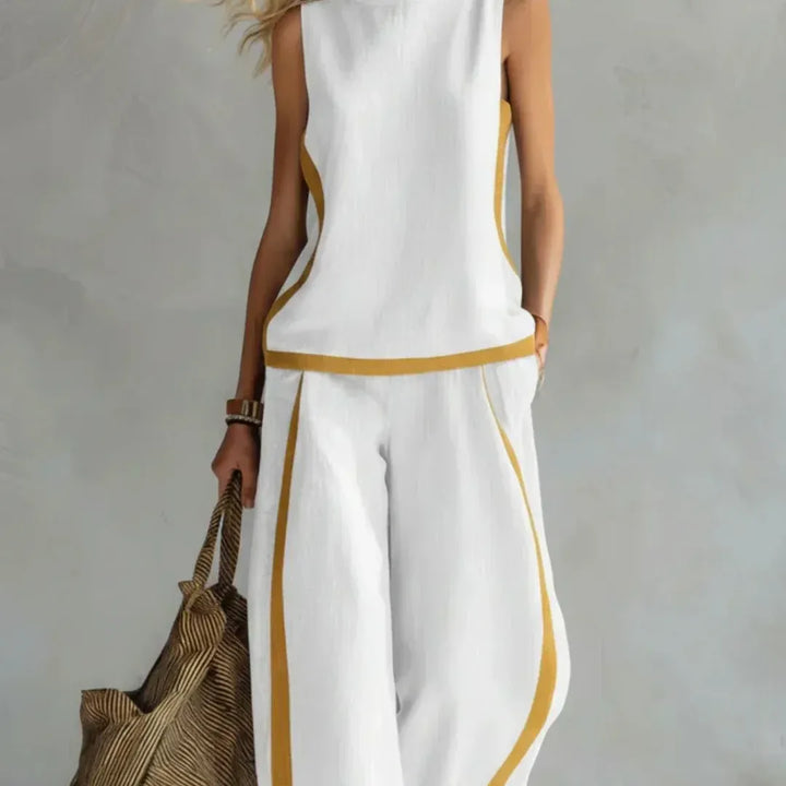 Ursula - Elegant and Casual Set of Vest and Pants with Two-Tone Finishes