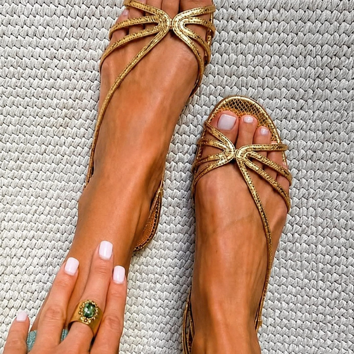 Gina | Golden Sandals Summer Elegance