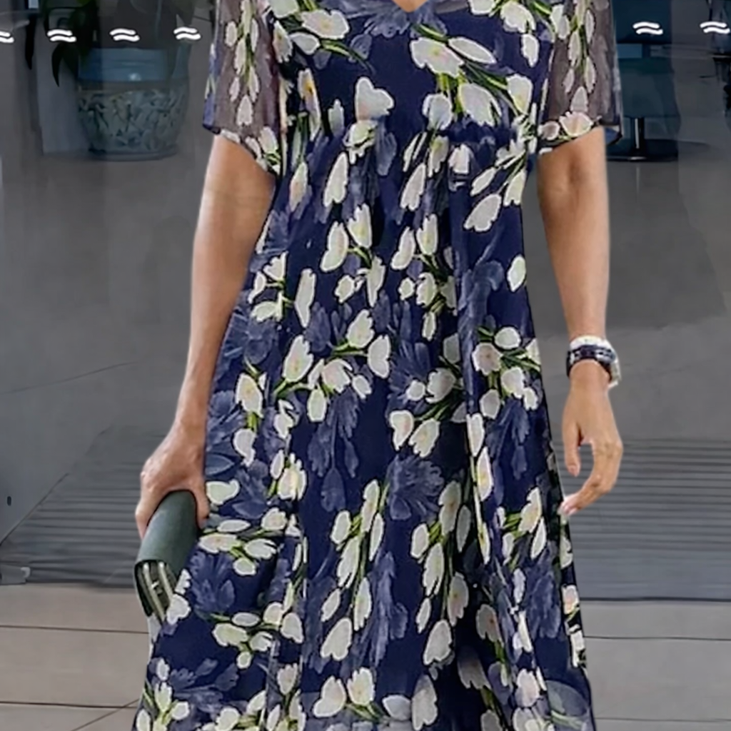 Oaklyn Tulip Floral Double Layer Midi Dress