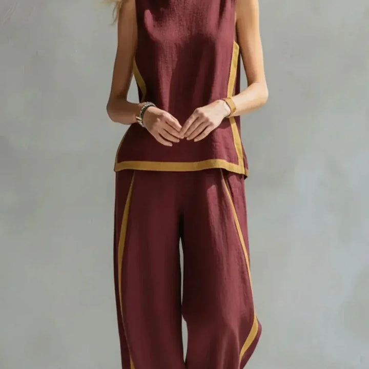 Ursula - Elegant and Casual Set of Vest and Pants with Two-Tone Finishes