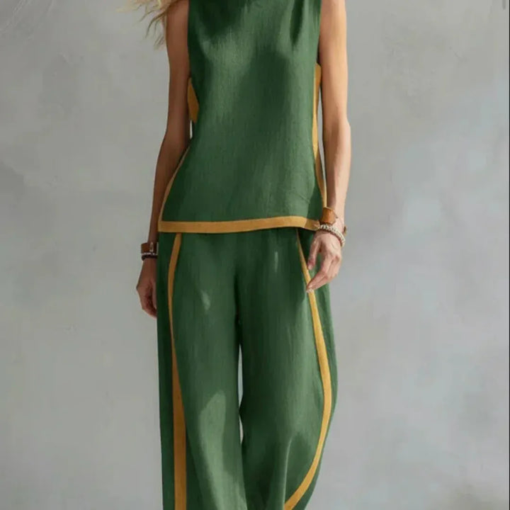 Ursula - Elegant and Casual Set of Vest and Pants with Two-Tone Finishes