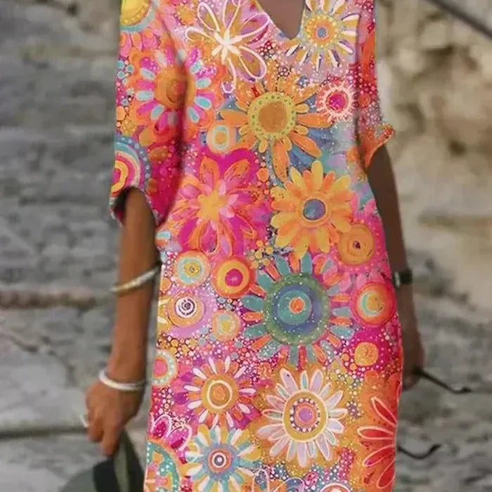 Leila | Vibrant Floral Midi Dress