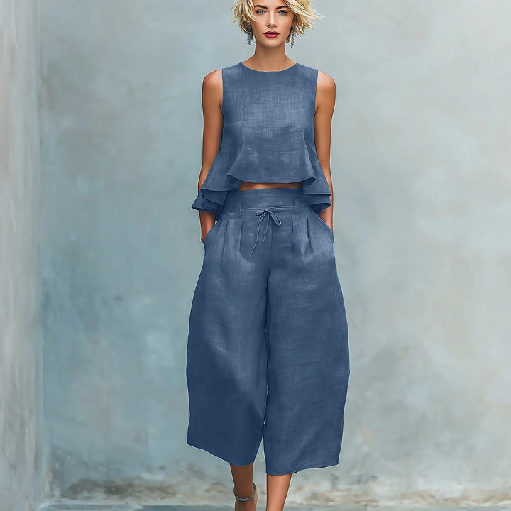 Women's Two-Piece Set with Ruffled Hem