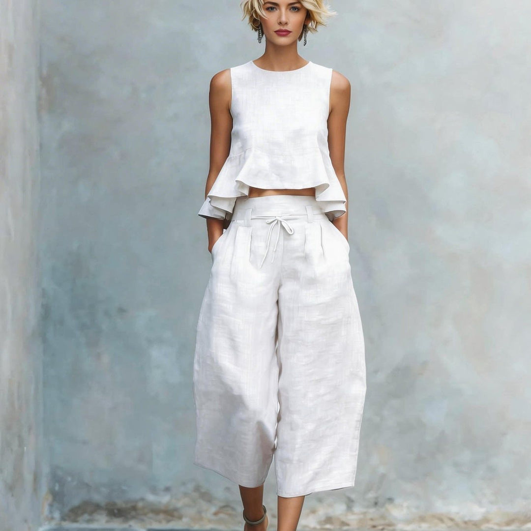 Women's Two-Piece Set with Ruffled Hem