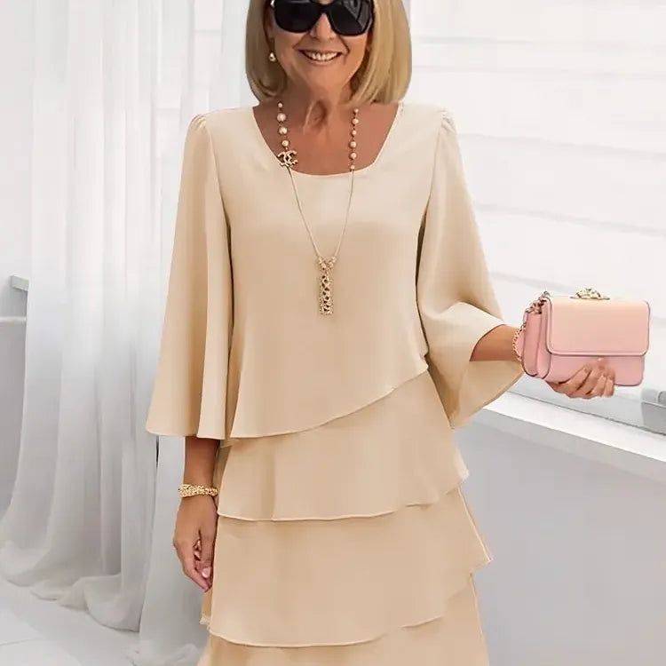 Catherine | Elegant Comfort Ruffle Dress