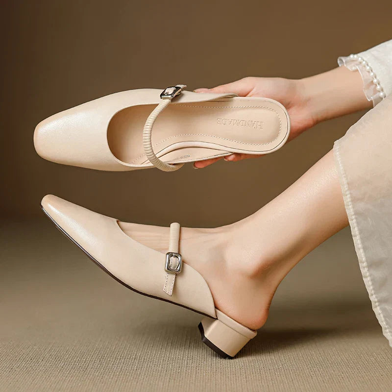 Kera Genuine Leather Mary Jane Mules